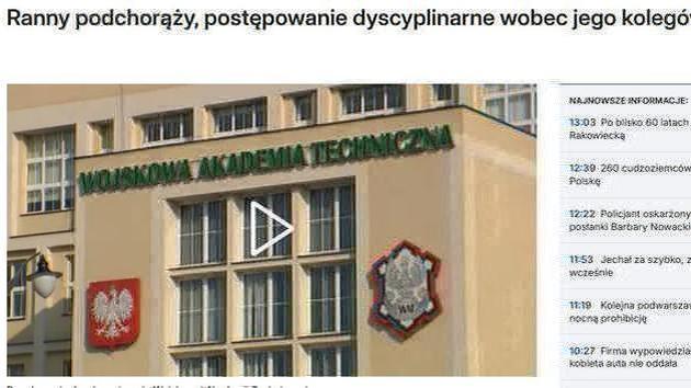 Kursant w Polsce padł ofiarą podpalenia