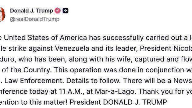 Trump affirme 'l'arrestation' de Maduro