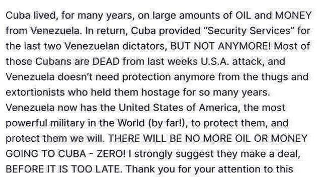 Cuba privata dei fondi dal Venezuela