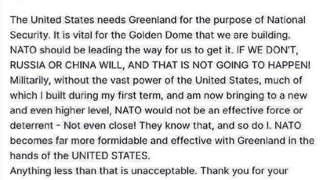 Трамп: Гренландія потрібна НАТО