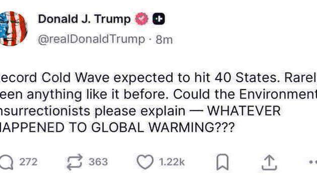 Trump: non c'è riscaldamento globale