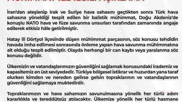 Min Difesa: razzo abbattuto sopra Turchia