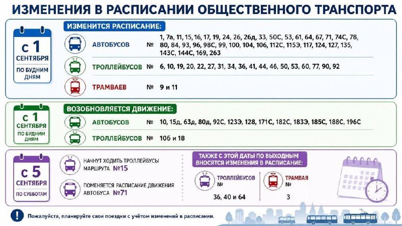 Jadwal transportasi umum di Minsk berubah mulai 1 September