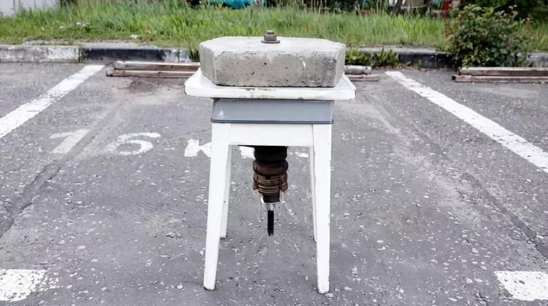 In Myadel, a man reserved a parking spot using a stool