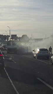 Serious accident on MКАD near Malinovka — car on fire