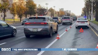 Motorcycle and car collide on Independence Avenue in Minsk