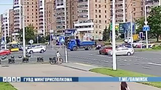 On Tikotskogo Street, Volkswagen hits motorcyclist