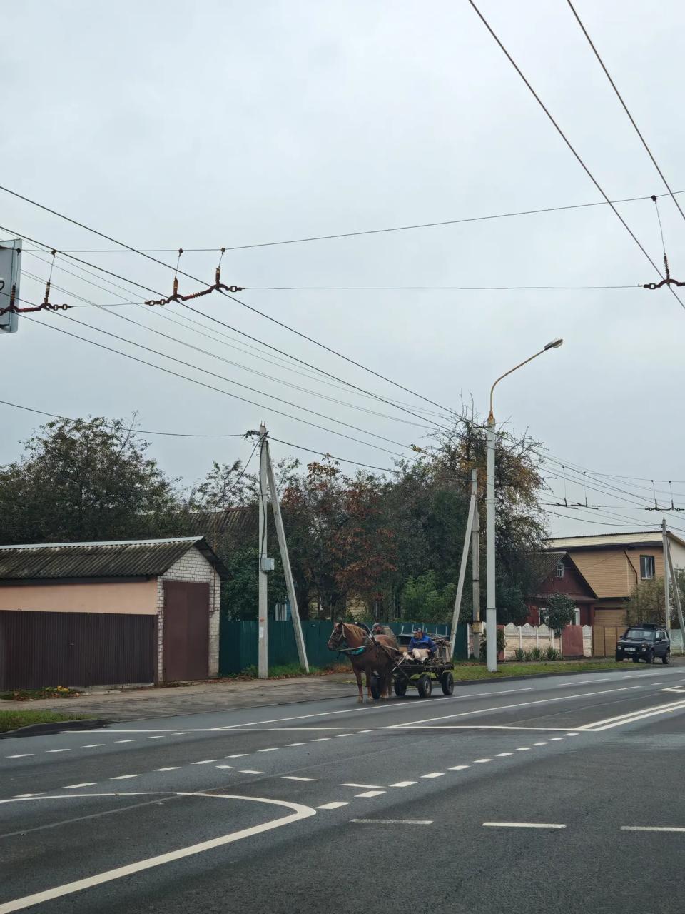 In Minsk, you can encounter this type of transport — a horse with a cart