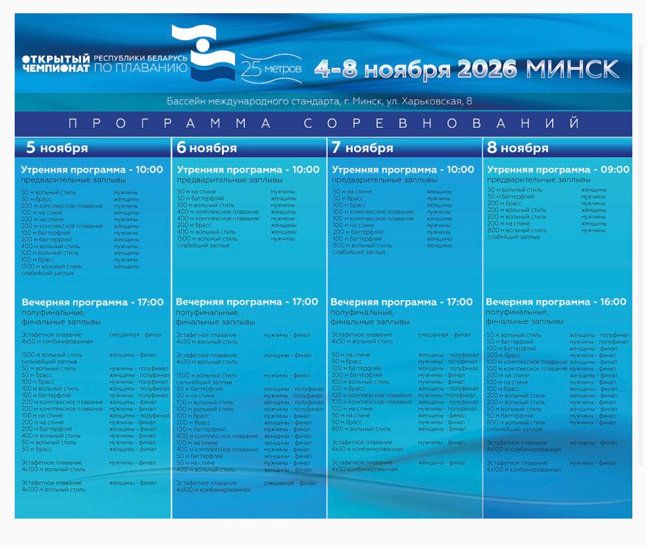 Campionato nazionale di nuoto a Minsk