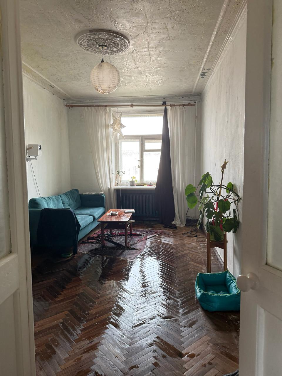 This is how one apartment looks now in the fire-damaged building on Lenina Street