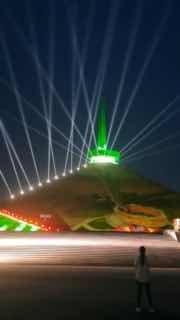 Rehearsal of large-scale video installation held at Kurhan Slavy for Independence Day
