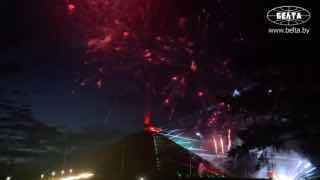 Fireworks display for Independence Day at the 'Kurgan Slavy' memorial complex