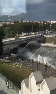 MChS conducts water spraying exercise in Svisloch River