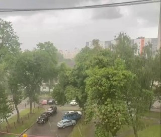 Hail is falling in the Oktyabrsky district of Minsk