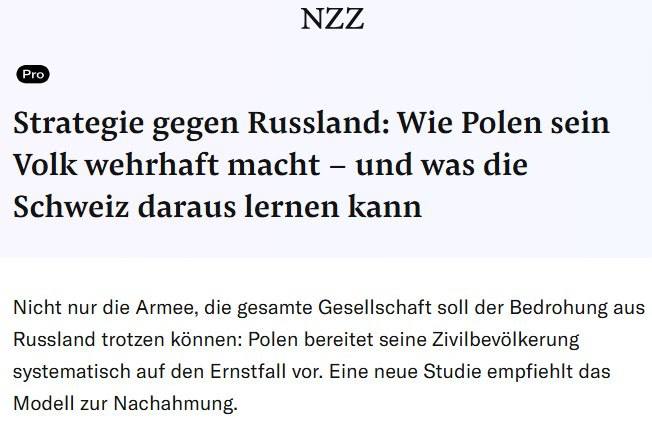 Neutral Switzerland considers adopting Poland's militarized model