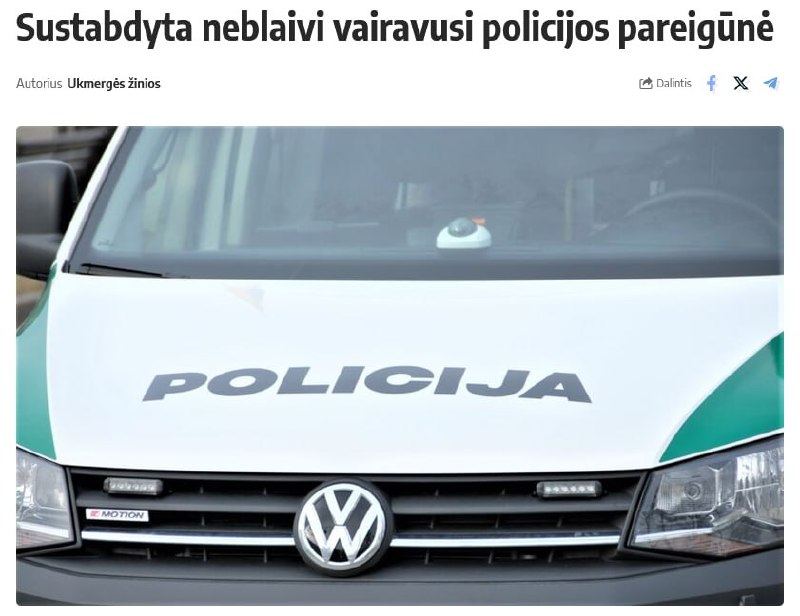 Leedu politseinik tabati joobes sõidu juures