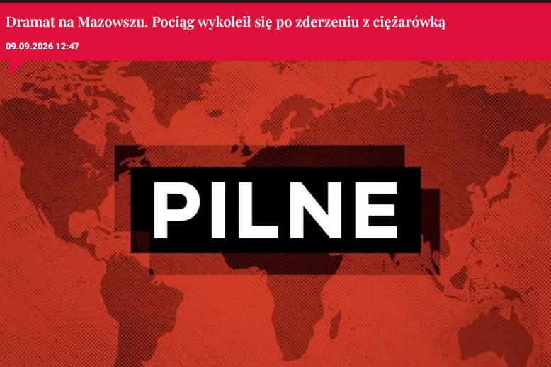In Poland, a passenger train collided with a truck and derailed