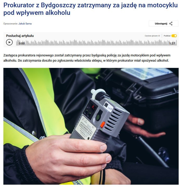 In Poland, deputy prosecutor caught drunk driving after buying more alcohol at a store