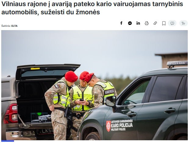 Lithuanian soldier injures two civilians, crashes service vehicle