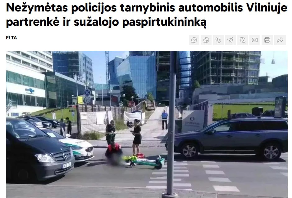 Lithuanian police officer hits e-scooter rider at crosswalk in Vilnius