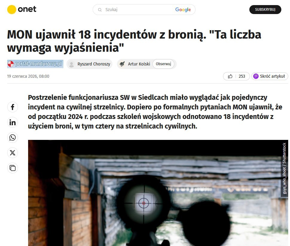 Polish defense ministry hid 18 weapons incidents over 2 years