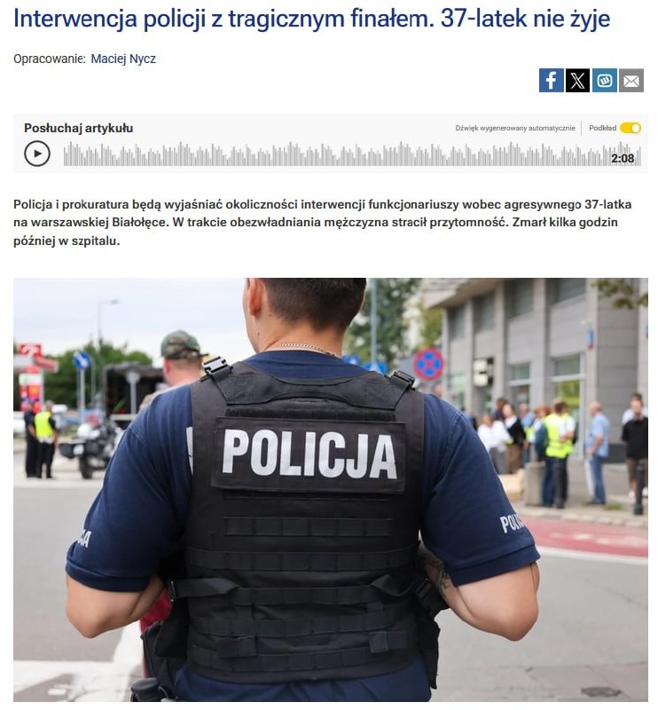 In Warsaw, a police operation ends tragically with a man's death