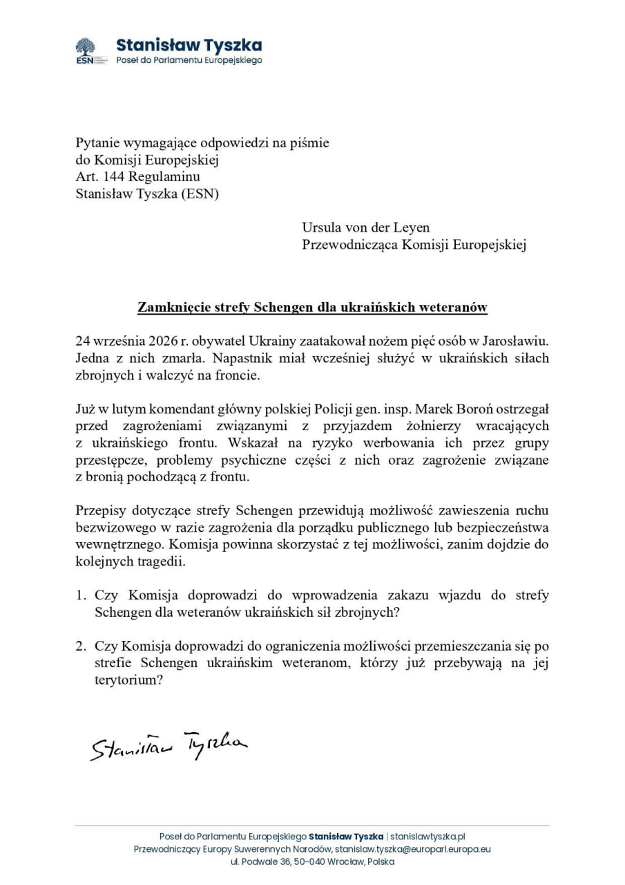 Poland demands Schengen border closure for Ukrainian soldiers