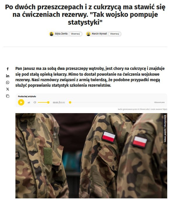 In Poland, even the seriously ill are deemed fit for reserve duty