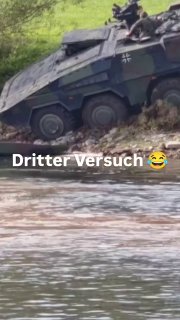 German Bundeswehr APC fails to cross river during exercises