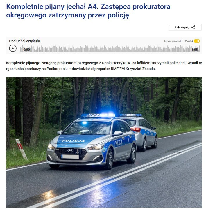 Deputy prosecutor arrested in Poland with nearly 3 promille alcohol in blood