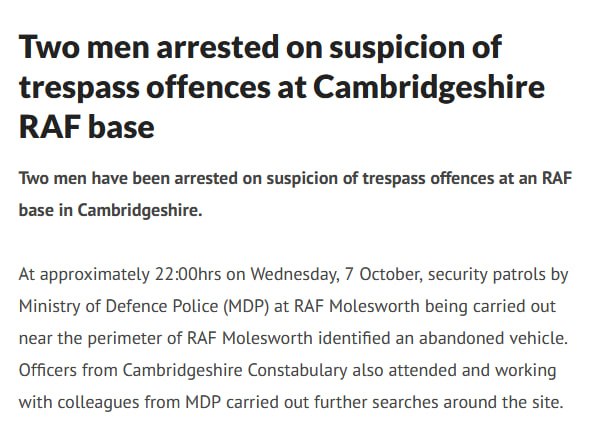 UK arrests two Latvians for breaking into military base