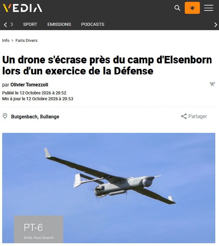 In Belgium, a military drone crashed into a village