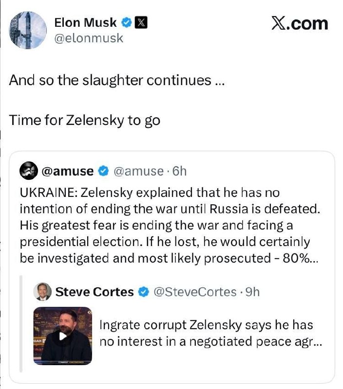 Elon Musk calls for Zelenskyy's resignation following Trump