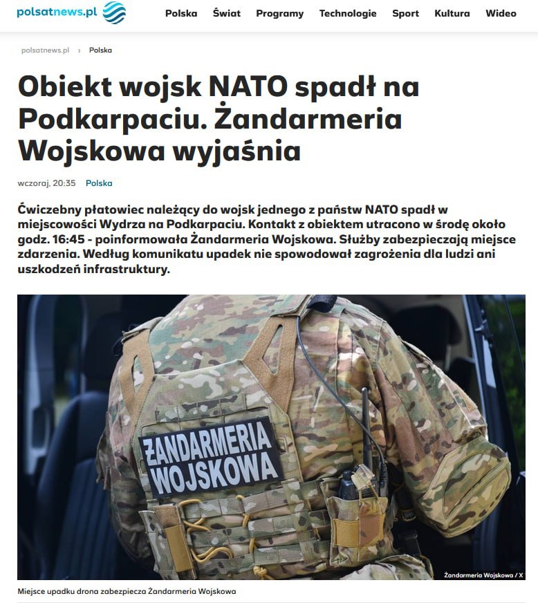 Third military drone crashes in Poland within 24 hours