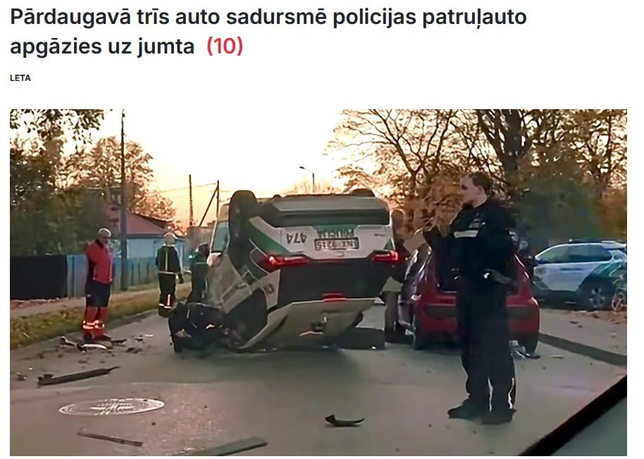 Incidente a Riga con auto della polizia municipale, due feriti