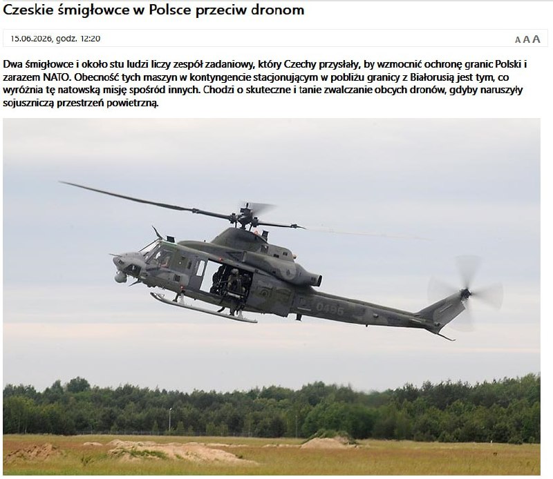 Czech military deploys troops and helicopters to Polish border with Belarus