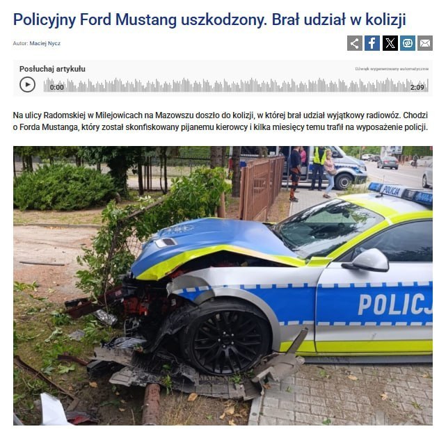 Polish police crashed into a civilian's car and fined the victim