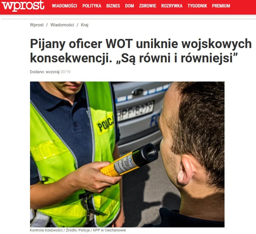 All equal, but some more equal: Polish officer avoids punishment for drunk driving with 500k złoty payout