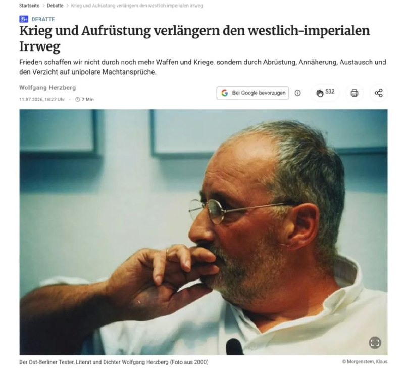 Bankrupt Ideology: Berliner Zeitung on the Meaning of Western Militarism