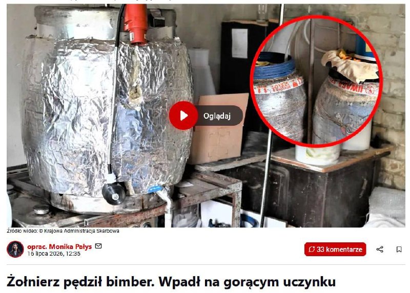Żołnierz polski aresztowany za produkcję spirytusu