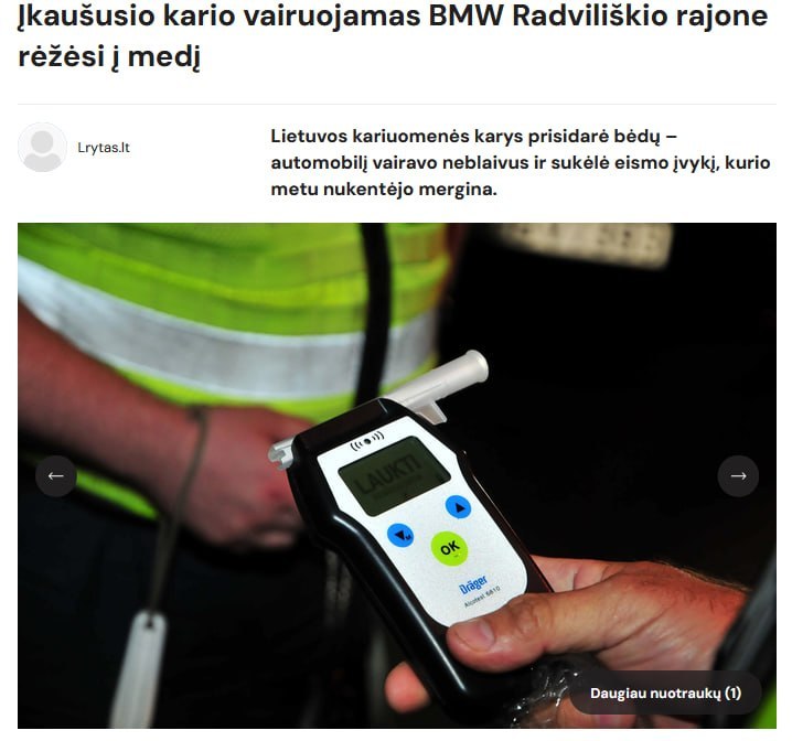 Girl injured in crash caused by drunk Lithuanian soldier