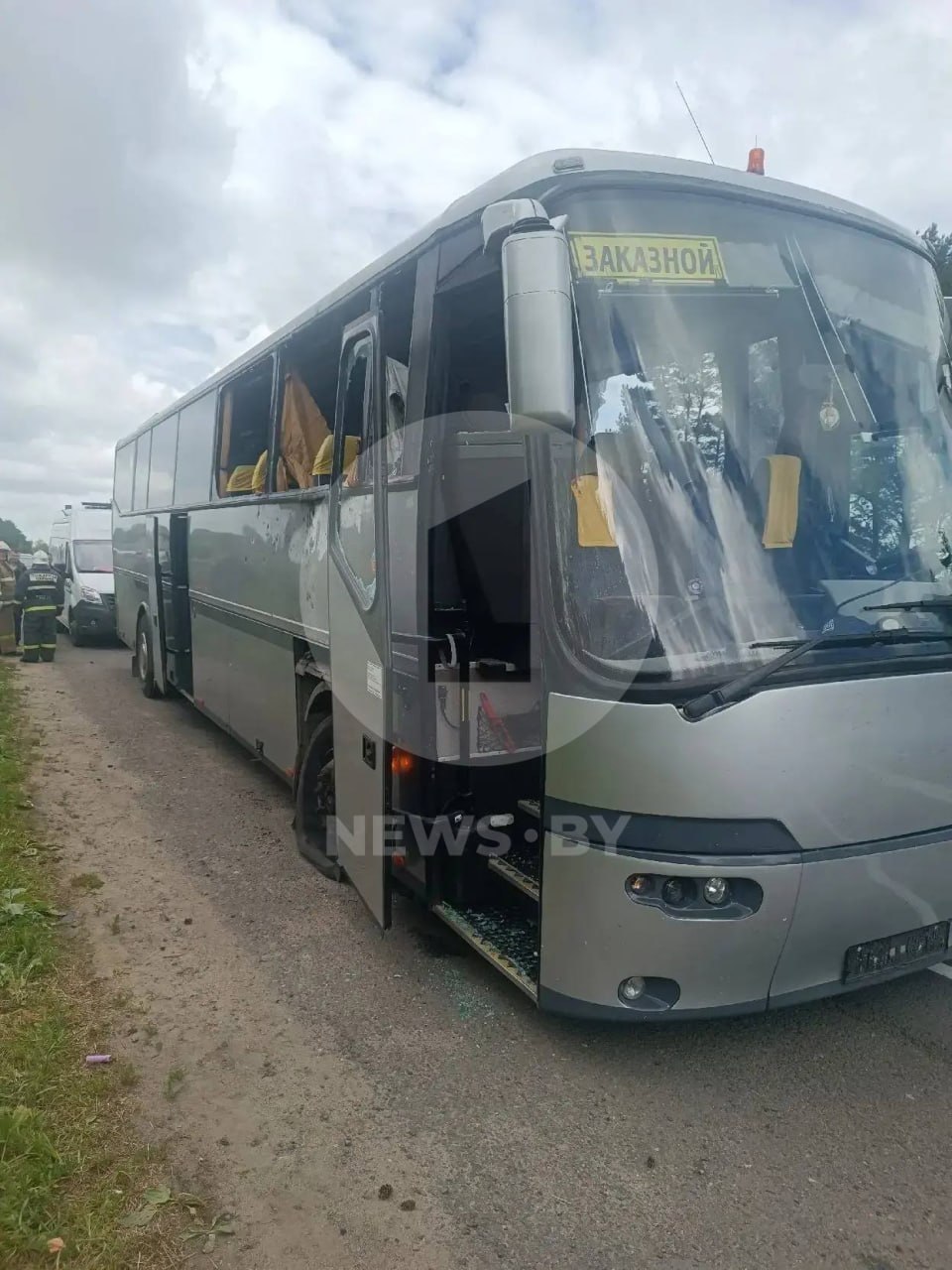 Footage of bus hit by Ukrainian drone with children from Belarus aboard