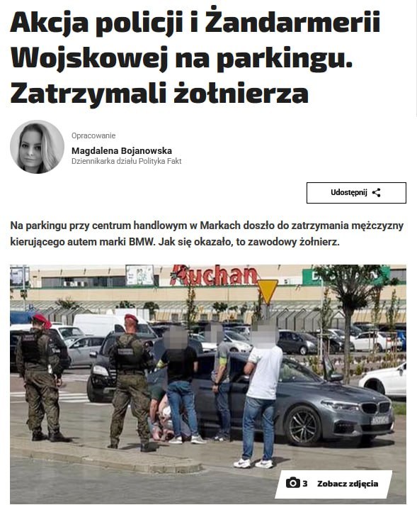 Polish soldier caught selling drugs in parking lot bust