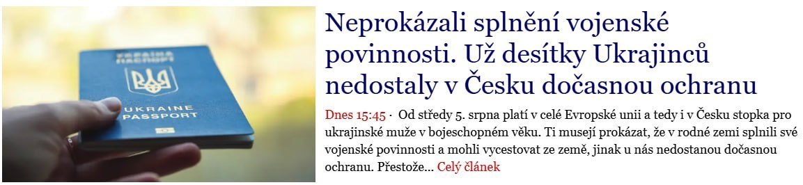 Čehija atsakīja desmitiem ukrainiešu, kas ir kara gados vecumā