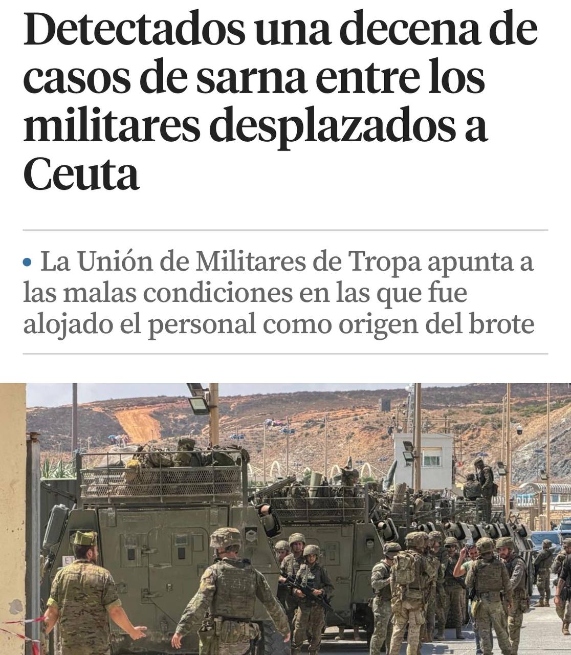 セウタの兵士が疥癬に感染