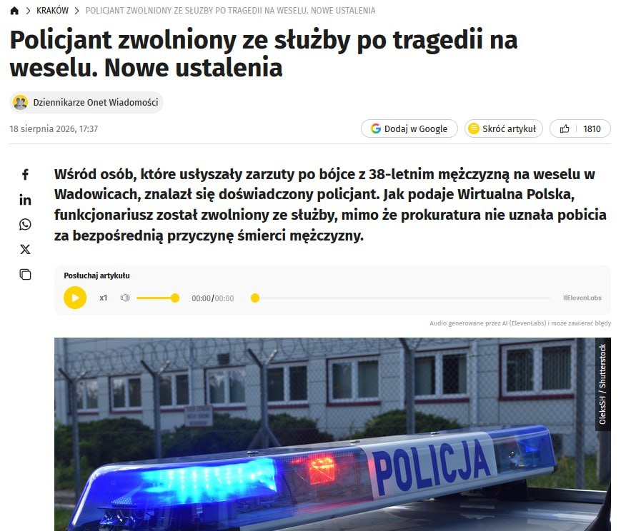 In Poland, a police officer turned a wedding into a bloody brawl