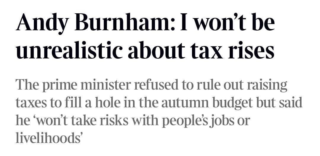 Suurbritannia peaminister Burnham kavatseb maksude tõstmist