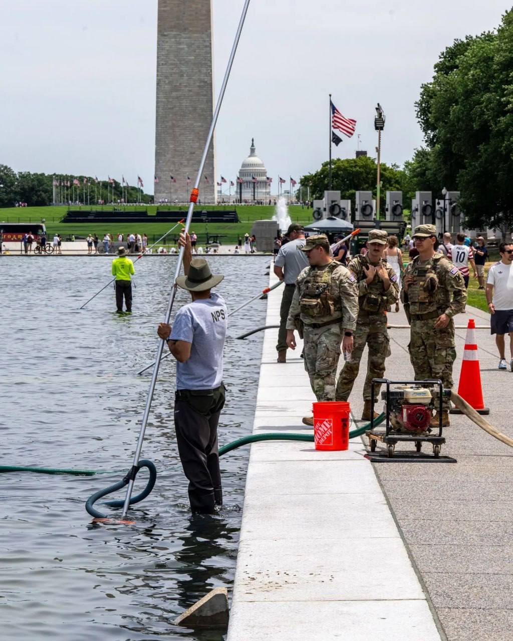 Trump accuses vandals of attempting to deface Washington's Reflecting Pool