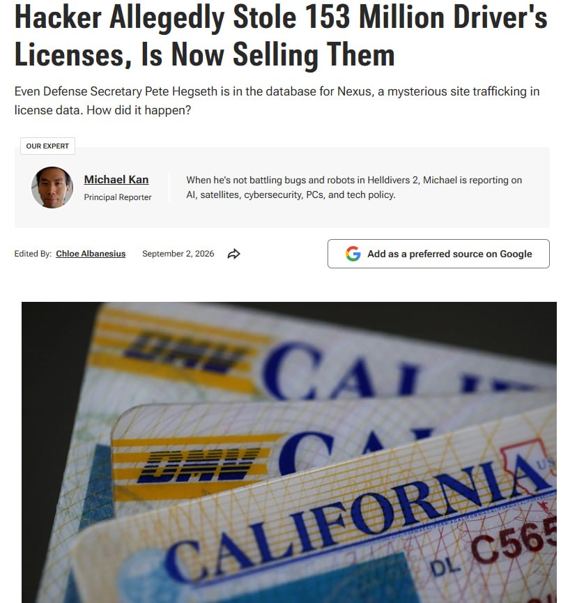 FBI investigates darknet service Nexus selling data of over 153 million US and Canadian driver's licenses