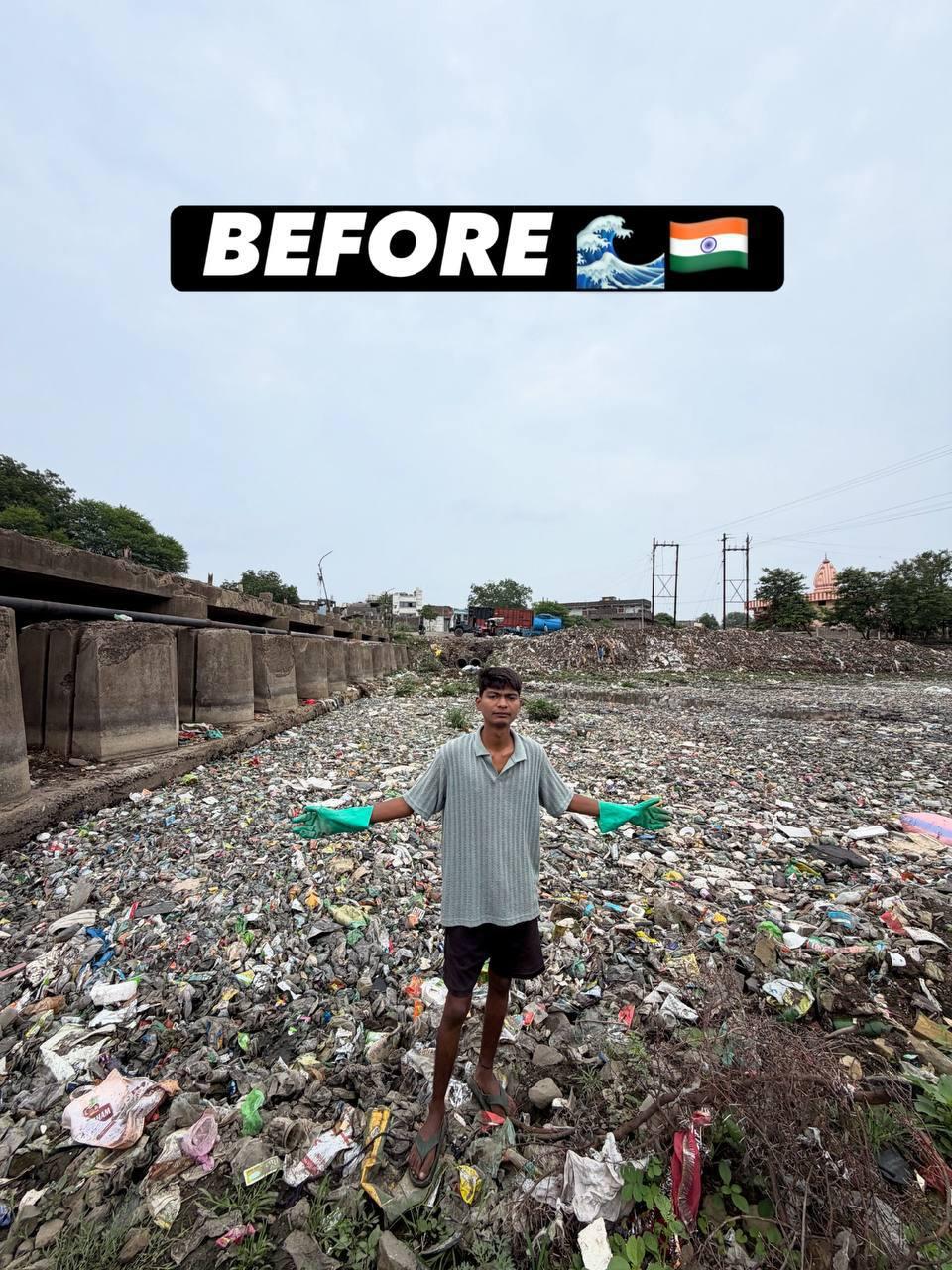 20-year-old Indian student single-handedly cleaned heavily polluted Ajnar River
